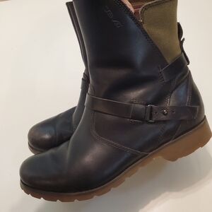 Teva US 8 De La Vina Low Canvas Leather Riding Boots Waterproof Brown Booties